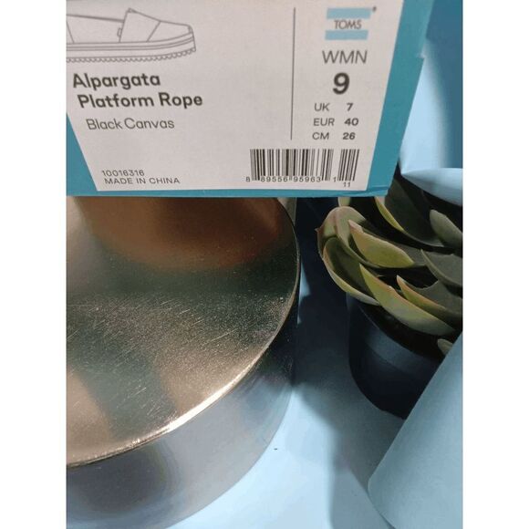 TOMS Women's Alpargata Platform Rope Sole Flats Shoes - Black Canvas 9M - Picture 5 of 7